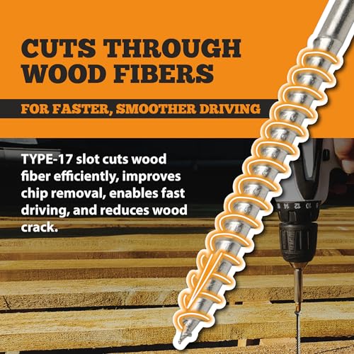 316 Stainless Steel Screws #9x2-1/2, Self Tapping Wood Screws with Torx T25 Star Drive, Type 17 Slot Point, 1 Free Bit Included (Natural, 300), by YYL FASTENER