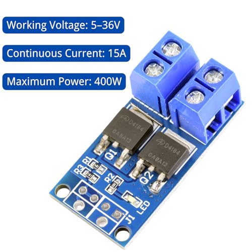 Transistor Mosfet Module 5V-36V 400W PWM Dual High Performance Driver Module MOSFET Switch Drive Compatible with Arduino (Pack of 20)