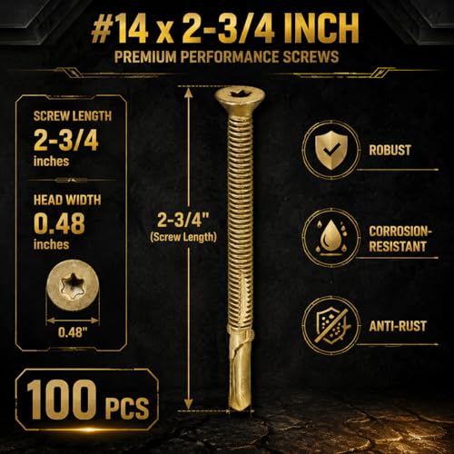 100 PCS #14 x 2-3/4" Trailer Deck Screws Star Drive Self Tapping