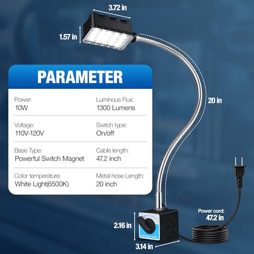 Magnetic Work Light, 1300 Lumens Led Machine Lights Lamps-1300L-20IN