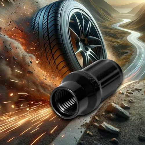M12x1.5 Extended Lug Nuts 6 Spline for Aftermarket Wheels, 24 Pcs 12mmx1.5 Closed End with 7.6mm Shank for Toyota Tacoma 4Runner with 1 Socket Key (Black) Black