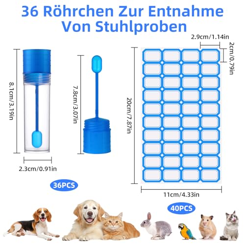 Chair Sample Tubes 15 ml with Spoon, Faecal Sample Tubes for Dogs, Cats and Chair Sample Tubes for Humans, Tight Examination Tube for Stool Sample | Stuhlprobenröhrchen Hund Kotprobenröhrchen Katze für Menschen Dichtes Untersuchungsröhrchen zur Stuhlpr...