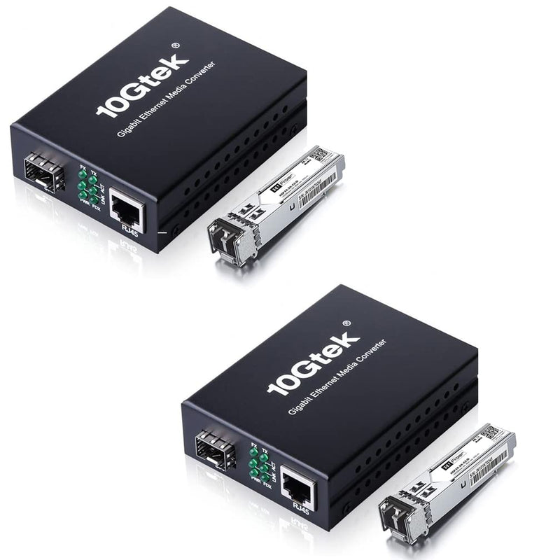 30m OM3 LC to LC Fiber Cable with 1 Pair of Fiber to Ethernet Media Converter, Gigabit Multimode SFP LC Converter, 1000Base-SX to 10/100/1000M RJ45, MMF, 850nm, up to 500m