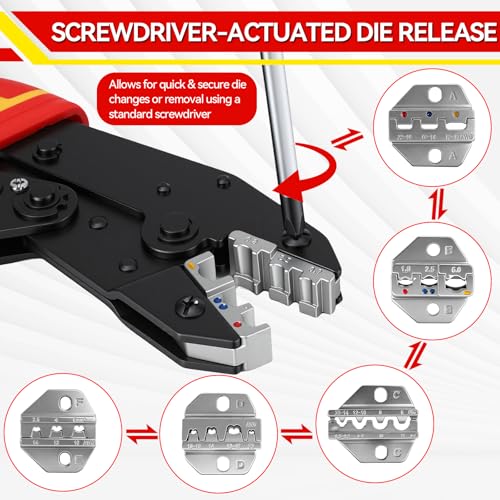 Ratcheting Wire Crimping Tool Set with 6 Jaws