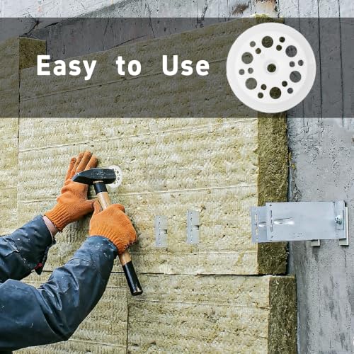 200PCS 46.5mm/1.82inch Plastic Washer Polypropylene Washers for Rigid Foam Board Insulation Fastening, White Plastic Load Spreading Flat Washers for Fixing Supporting Screws Nail Installation 200