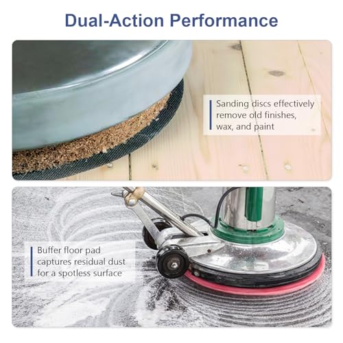 HUAALIUCHE 17" Sanding Screen Discs - Mesh Floor Sanding Screen - 60 Grit Black Silicon Carbide - for Wood Floors (10 Pack)+1-Piece Buffer Floor Pad 17 inch #60-10Pack+1Pad