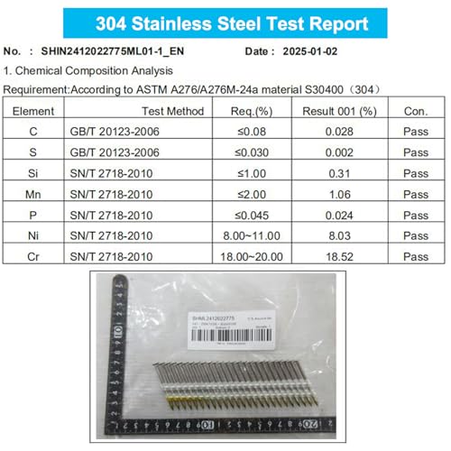 304 Stainless Steel 21 Degree 3-1/4 Inch Framing Nails,250-Pack 3-1/4"--250 pcs