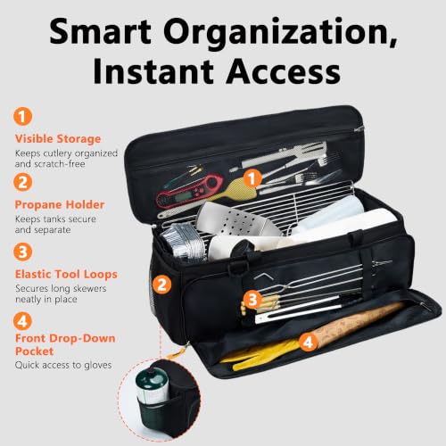 24” Grill Tool Storage with Rigid Bottom Board, BBQ Utensil Bag, Bag Only