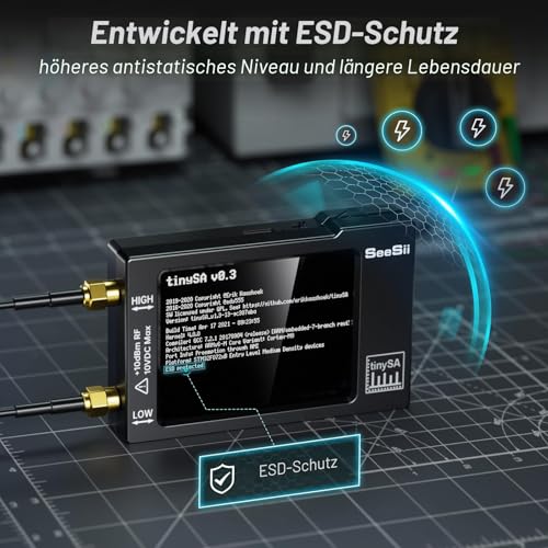 Seesii TinySA Spectrum Analyzer - 2.8 Inch Spectrum Analyzer 100 kHz - 960 MHz Input MF HF VHF UHF, Signal Generator Frequency Analyzer with Touchscreen with ESD Protected