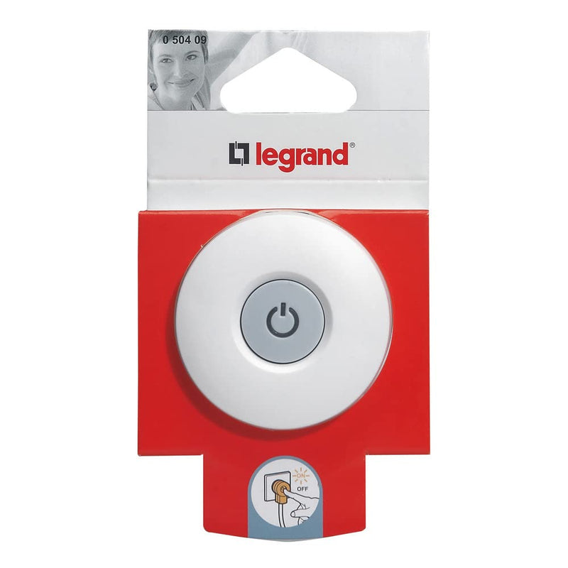 Legrand, protective contact plug with illuminated LED switch ON/OFF, double function plug, German standard, 16 A, 230 V, max. 3680 W, with cable connection up to 3 x 1.5 mm², color: white/gray, 050409 Schuko plug with LED -Switch