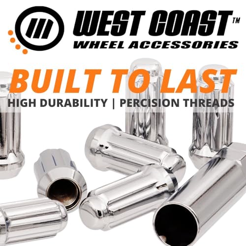 West Coast Wheel Accessories Chrome 14x1.5 Bulge Acorn Spline Lug Nuts 1.9" 6 Lug Install Kit, m14x1.5 Lug Nuts, 14x1.5 Lug Nuts 6 Point Spline, 60 Degree Conical Seat, Total of 24 Lug Nuts with Key