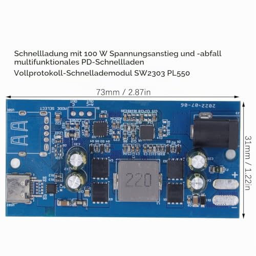 Fast Charging Module USB C, 100W Universal Full Protocol Pd Qc Fcp Scp Afc Sfcp Pe Fast Charging Module Sw2303 Pl5501 Buck Boost Charging Card, Type-C Output