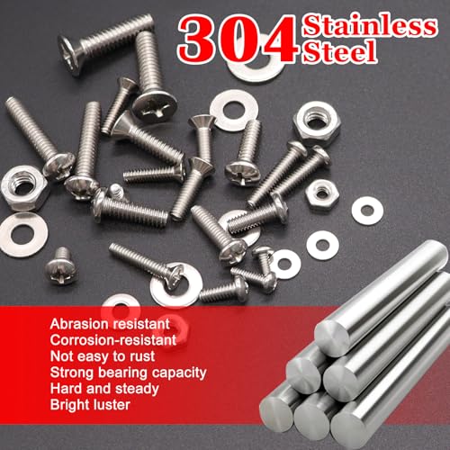 Twidec/1605PCS Nuts and Bolts Assortment Kit,Machine Screws,304 Stainless Steel Phillips Pan Head and Flat Head Screws #4-40#6-32#8-32#10-24#1/4-20 with Nuts, Bolts,Washers in the Storage Case