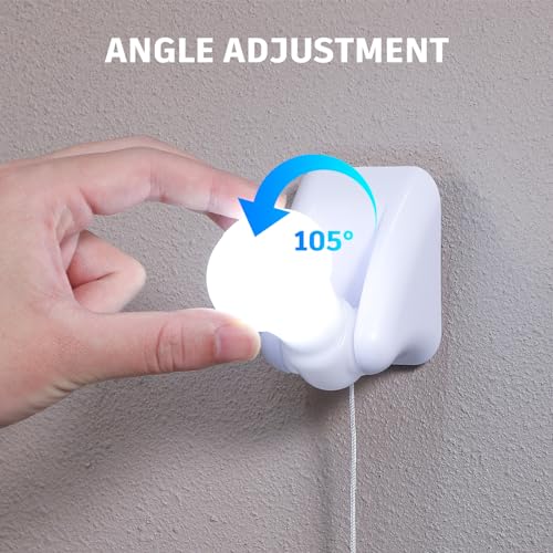 SOLUSTRE LED Lamp with Battery Portable Cabinet Lamp with 3 LEDs and Thread Pull Switch Self-Adhesive Wall Mount Soft Flicker-Free Light for Night Light Wall Cabinet