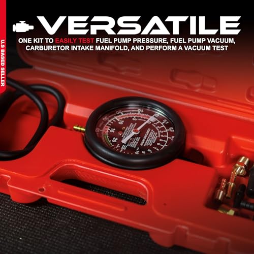 ABN Car Vacuum and Fuel Pump Tester Gauge Kit – Fuel Pump Pressure & Vacuum, Carburetor Intake Manifold, & Vacuum Test