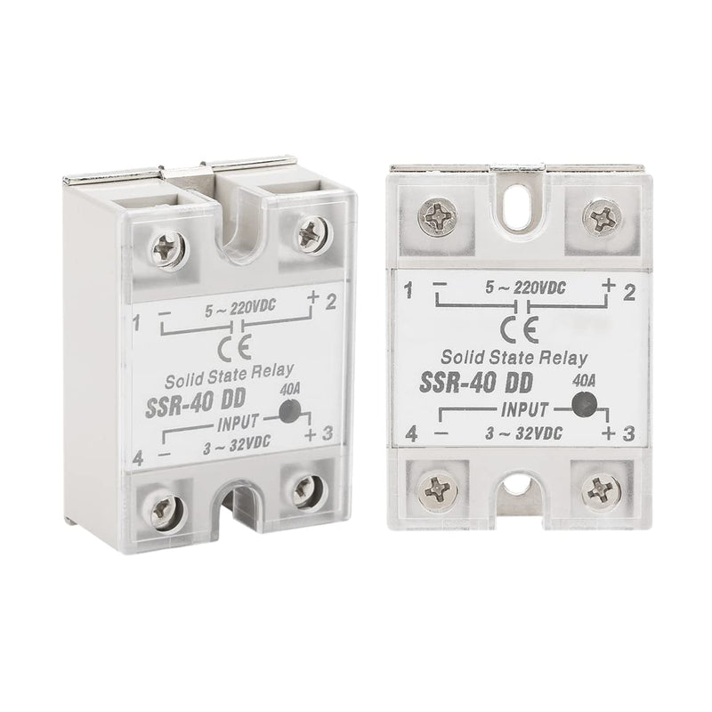 2pcs 40A SSR Solid State Relay DC Control Relay Modules, Input DC 3V-32V Output DC 5V-220V