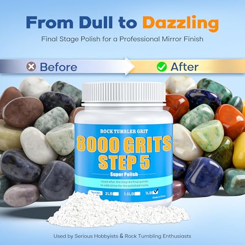 10LB Rock Tumbler Grit Kit + 8000 Mesh Polish Powder