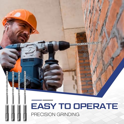 30 Pcs Rotary Hammer Drill Bits Bulk, Concrete Drill Bit Set, Carbide Tipped for Concrete Brick Stone Masonry Wall Anchor Drilling Construction 1/4 x 6 Inch