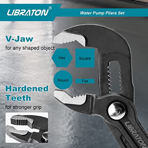 LIBRATON Water Pump Pliers, Groove Joint Pliers Set, Plumbing Pliers