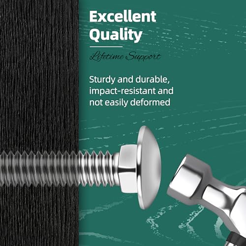 60Pcs 1/4-20 Carriage Bolts Assortment Kit with Nuts and Washers & 109Pcs 1/4" Hex Head Lag Bolts Screws Assortment Kit, Heavy Duty Lag Screws with Washers, 304 Stainless Steel Round Head Squa