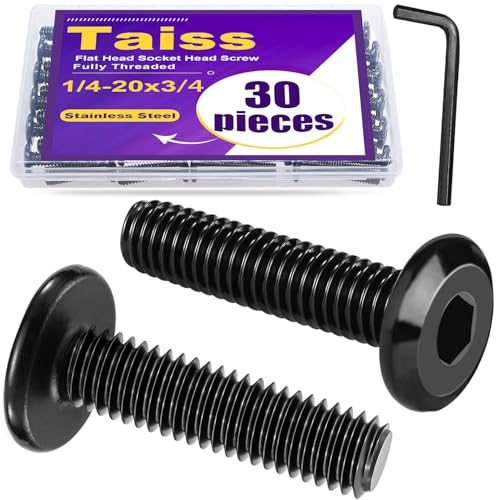Taiss 170PCS Threaded Inserts Nuts,6 Sizes Wood Threaded Insert Kit+30 Sets 1/4-20 x 3/4" Furniture Screw Nut Threaded Inserts for Wood+30pcs 1/4-20 x 3/4" Flat Head Socket Head Screw