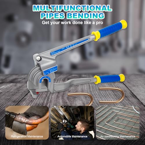 3 in 1 Manual Level Tube Bender, Pipe Tube Bender, 1/4", 3/8", 1/2" OD180° Copper Aluminum Pipes Bending Tools for HVAC Air Conditioning