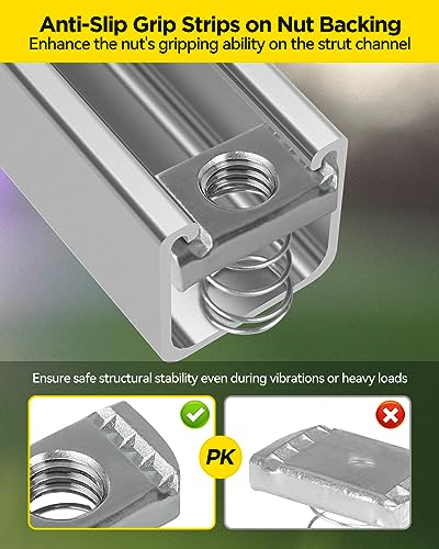 Spring Channel Nut and Bolt - 1/2" x 15/16" for 1-5/8" Strut Channel 16