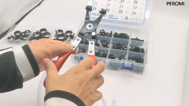 210Pcs Steel Spring Band Hose Clamp Kit (7-25mm) with Swivel Flat Pliers – Multi-Purpose Assortment for Fuel Line, Silicone, Vacuum Hoses Low-Pressure Air & Automotive Clip Clamps 210pcs with Plier