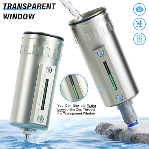 TAILONZ PNEUMATIC 0-240PSI 3/4 Inch NPT Industrial Heavy Duty Particulate Filter and Regulator, Particulate Filter, Coalescing Filter (Manual Drainage) 3/4" NPT Manual Drainage
