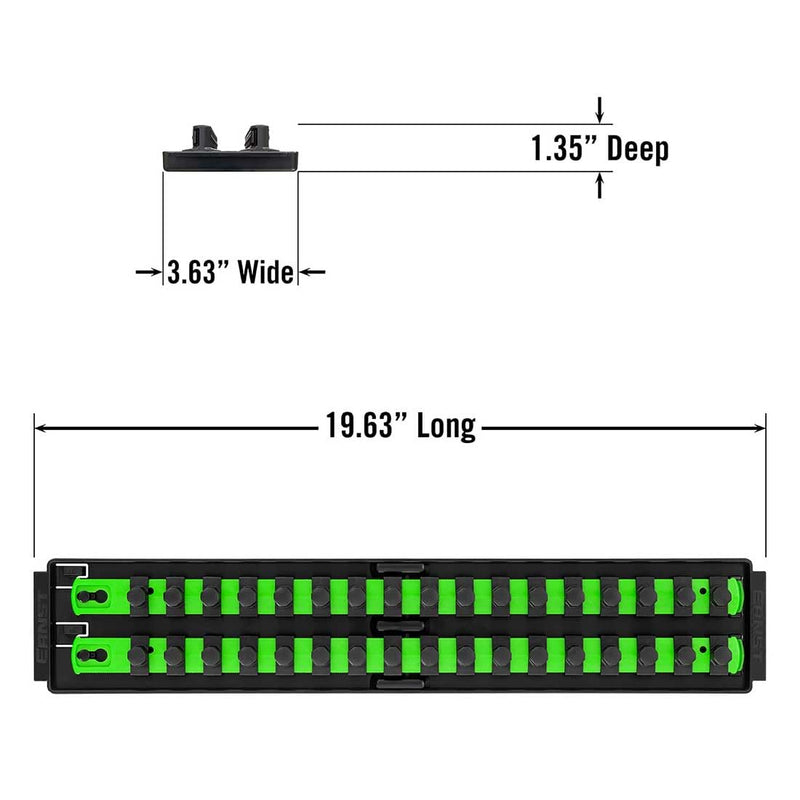 Ernst Manufacturing 8487 Socket Boss, 2 18-Inch Rails featuring Twist-Lock Secure Socket Holder and Drawer Tray, Fits 1/2 Inch Drive Sockets, Green - Made in USA 19-INCH 1/2"