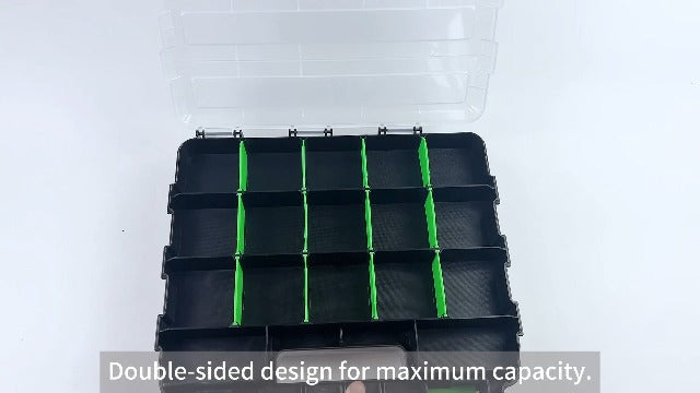 Tool Box with Transparent Lid, 2 Pack Hardware Organizer Box Green