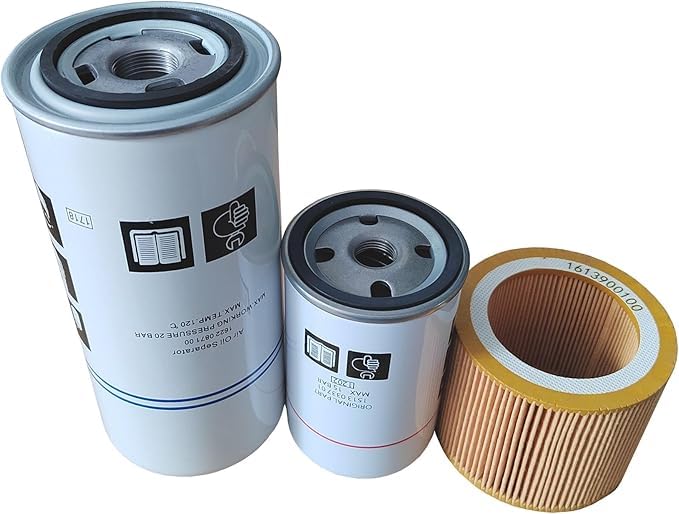 Filter Kit (Oil Separator 1622087100 + Oil Filter 1513033701 + Air Filter 1613900100) Compatible with Atlas Copco Air Compressor GX7 GX11 GA7 GA11, Replace 1622-0871-00 1513-0337-01 2901-0919-00