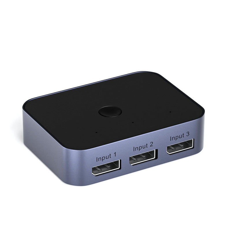 Y.D.F 8K@60Hz DisplayPort Switcher 3 in 1 Out DP1.4 32.4Gbps Data Transfer Switcher Box Aluminum Support 4K@120Hz HDR 3D Compatible with PC/Monitor/Laptop/UHD TV/Discrete Graphics Card