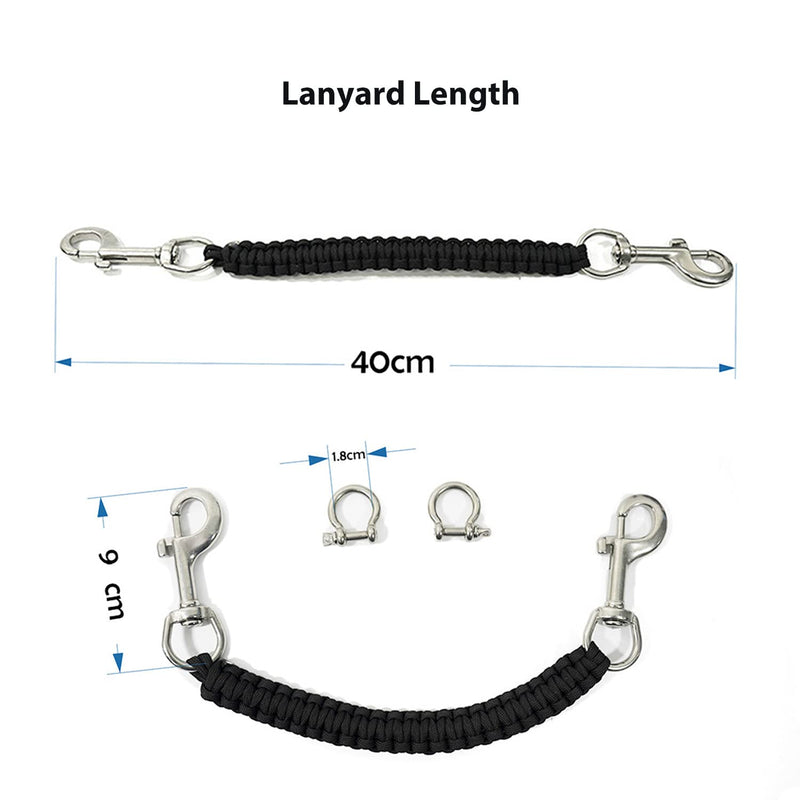 N+A underwater camera housing carry lanyard Military Grade Parachute Rope Waterproof Case soft handle with 2pcs 316 Stainless Steel Swivel Eye Bolt Snap Hooks