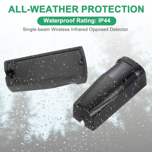 sourcing map Garage Door Sensor, Wireless Lens Rotatable Infrared Gate Beam Sensor Photoelectric Anti-Theft Alarm, Photocell Detector for Window Automatic Swing Sliding Gate Opener, 2 Set 4