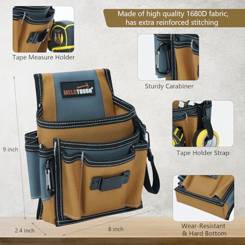 MELOTOUGH Small Tool Pouch for Belt,Electrician Tool Pouch,Mini Kneeling Pad with Carabiner Clip, Portable 1 Inch Thick NBR Foam Kneeling Pads for Work Construction, Mechanics, Plumbers, Electricians