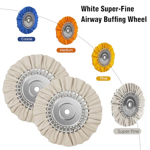 2PCS 8" Airway Buffing Wheel with 5/8" Arbor Flange-Free Hub，White Buffing Wheels for Angle Grinder, Mirror-Like Finishing Polishing Wheel for Aluminum Wheels Stainless Steel Chrome Super Fine-2pcs