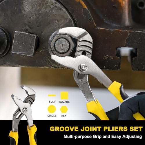 TOPLINE 4-Piece Groove Joint Pliers Set, Rolling Pouch Included