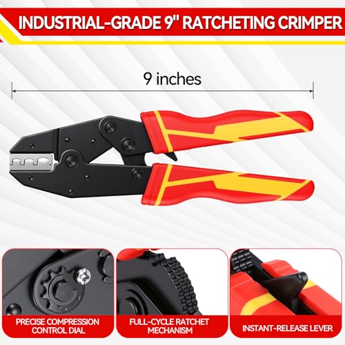 Ratcheting Wire Crimping Tool Set with 6 Jaws