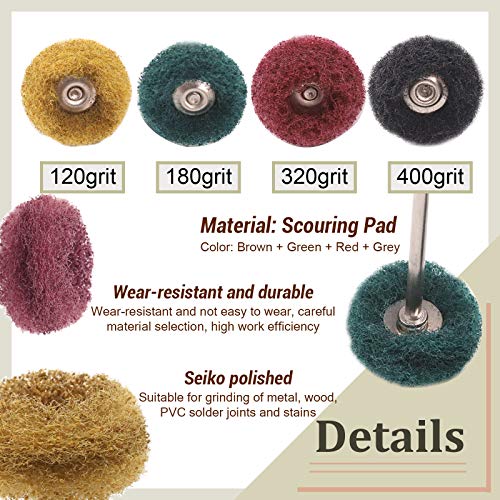 Swpeet 70Pcs Polishing Wheel Assortmen Kit with Shank, Include 20Pcs 2" Wool Buffing Pads 50Pcs Abrasive Sanding Flap Wheel, for Polishing and Buffing Projects