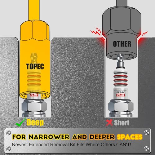TOPEC 10PCS Deep Lug Nut Remover Heavy Duty, 1/2" Drive Impact Wheel Lock Removal Kit, Spiral Type Lug Nut Removal Tool for Removing Stripped, Broken, Damaged, Rounded Bolts, Nuts & Screws 10 PCS