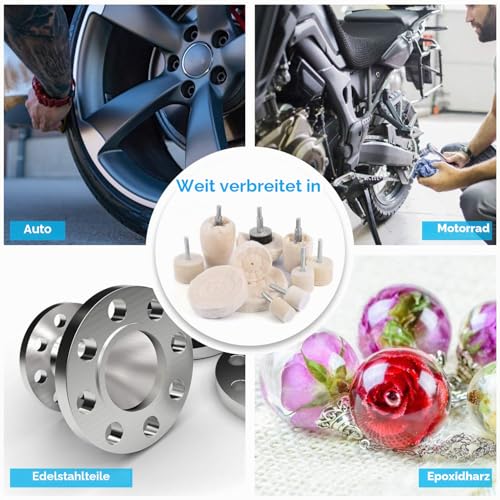Polishing Attachment for Cordless Screwdriver Polishing Disc, 11 Pieces Brush Set Conical Cotton Velvet Polishing Pad Wheel Polishing Cone Polishing Buffing Pad with 2 Pieces Polishing Paste for Metal | 11pcs bürsten satz konischer baumwollsamt Polierp...