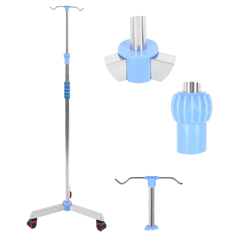 Stainless Steel IV Stand with Multiple Hooks and Wheels, IV Bag Stand, for Community Service Centers, Home Care, Maximum Durability, Nursing Homes