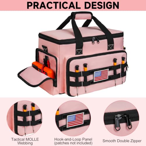 Pink Tool Bag for Women, Heavy-Duty 15-Inch Portable Tool Box Tote Pink
