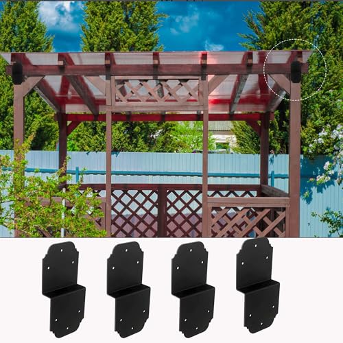 2packs Heavy Duty Pergola Brackets Black Z Bracket ,6" Steel Angle Joist Tie, Post to Beam Connectors Repair Hardware for Wood DIY Projects Deck Framing Construction Fence Repair 2packs-Z Bracket