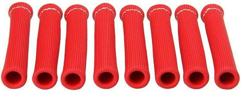 8pcs Spark Plug Wire Heat Shield Sleeve, Spark Plug Boot Protector Wire Boots Cover for LS1 / LS2 SBC BBC 350 454 (Red) red