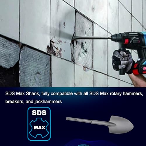 18-Inch SDS Max Steel Clay Spade, Ideal for Concrete Demolition, Jack Hammer Bit, Trenching and Digging Shovel Bit for Clay, Gravel, Frozen Soil, Concrete, 40Cr Alloy Steel