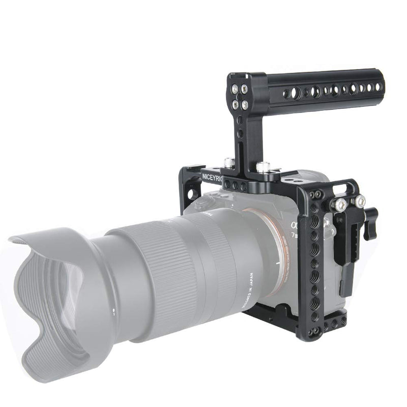 NICEYRIG Camera Cage Kit for Sony A7RIII/ A7RIV/ A7III/ A7SIII/ A7RII/ A7SII/ A7II/ A9, with Cheese Top Handle and Cable Lock Clamp - 190