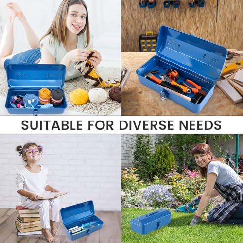 15 Inch Metal Tool Box with Lock & Handle- Portable Heavy Duty Workshop