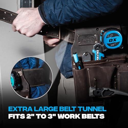 OX Tools Leather Tool Pouch Set & Pro Tuff Carbon Carpenter Pencil – Heavy-Duty Multi-Pocket Belt Pouches with Reinforced Stitching Plus Mechanical Pencil with Leads, Holder & Sharpener